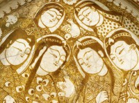 Detail from bowl with seated figures by a stream, Iran, probably Kashan, 1211-1212 (Museum number: EA1956.33)