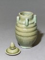 Greenware vase with five spouts and lid