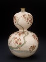 Kyo-Satsuma vase in double-gourd form with mandarin ducks under cherry blossom