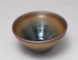 Black ware tea bowl with 'hare's fur' glazes (EA1956.756)
