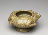 Greenware water pot in the form of a frog