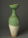 Long-necked vase with green glaze