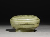 Greenware circular box and lid with floral decoration