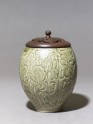 Greenware jar with floral decoration and modern lid (EA1956.1253)