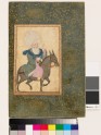 Page from a dispersed muraqqa‘, or album, depicting a holy man on a mule