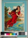The goddess Ganga hovers over the waters carrying the child Bhishma