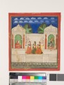 Krishna and Radha in two pavilions