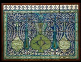 Set of forty-eight tiles displaying vases and cypress trees amid flowers (EA1977.15)