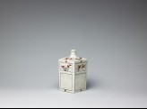 Square bottle with prunus and daisy flowers
