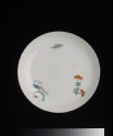 Plate with bird, cricket, and poppy spray