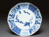 Foliated plate with tiger and bamboo