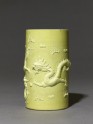 Brush pot with dragons in high relief