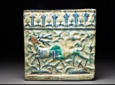 Frieze tile with hound and stag