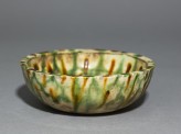 Bowl with striped three-coloured glaze