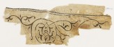 Textile fragment with scroll tendril and trefoil leaves, probably from a tent