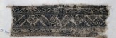 Textile fragment with leaf scrolls, palmettes, and triangles