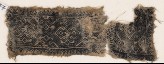 Textile fragment with bands of ornate diamond-shapes and hooks