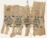 Textile fragment with diamond-shapes containing rectangles
