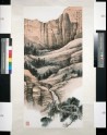 Landscape with a valley and waterfall