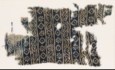 Textile fragment with bands of vines, rosettes, and diamond-shapes
