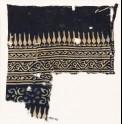 Textile fragment with stylized bodhi leaves, vines, and a rosette
