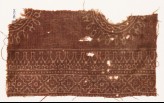Textile fragment with parts of circles, stylized bodhi leaves, and diamond-shapes