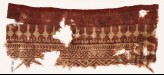 Textile fragment with stylized bodhi leaves, chevrons, and zigzags
