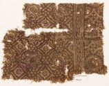 Textile fragment with flower-heads, stars, and squares