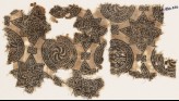 Textile fragment with spirals in braided circles, and stars