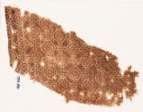 Textile fragment with stepped squares, linked by Maltese crosses
