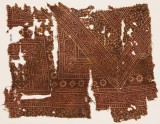 Textile fragment with bands of dotted vines, stars, and serrated crosses (EA1990.564)