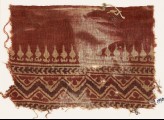 Textile fragment with stylized bodhi leaves, chevrons, and zigzag (EA1990.575)