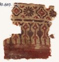 Textile fragment with stylized trees or leaves, rosettes, and stepped squares (EA1990.607)