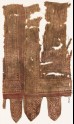 Textile fragment with medallions, linked rosettes, vines, and tabs