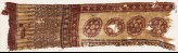 Textile fragment with large circles, flowers, and hexagons