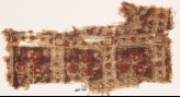 Textile fragment with squares, vines, and flowers