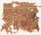 Textile fragment with medallion, flowers, and leaves