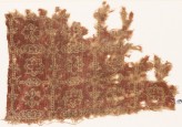 Textile fragment with grid, quatrefoils, and stars