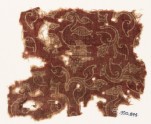 Textile fragment with leaves, hamsa, or geese, and quatrefoils