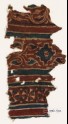 Textile fragment with stepped diamond-shape and vegetal pattern