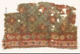 Textile fragment with grid of quatrefoils and serrated crosses