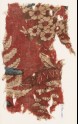 Textile fragment with chinoiserie bridge, branches, and flowers