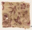 Textile fragment with bird, flowers, and buta