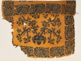 Textile fragment with basket and tree