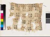 Textile fragment with squares and flower-heads