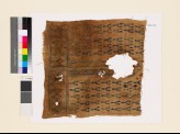 Textile fragment with linked diamond-shapes, possibly from the front of a garment (EA1993.339)