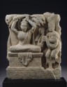 Relief fragment depicting Prince Siddhartha, the future Buddha, cutting his hair in renunciation (EA1997.246)
