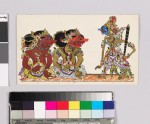 Card with characters from Wayang theatre