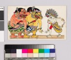 Card with characters from Wayang theatre