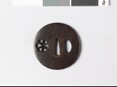 Lenticular tsuba with tessen, or clematis